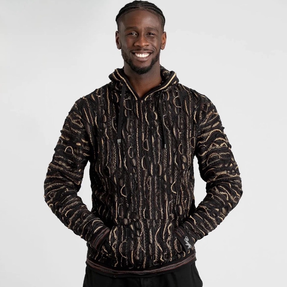 Coogi Nightfall Knit Sweater Hoodie Adult L Mercerized Cotton Hooded Full Zip